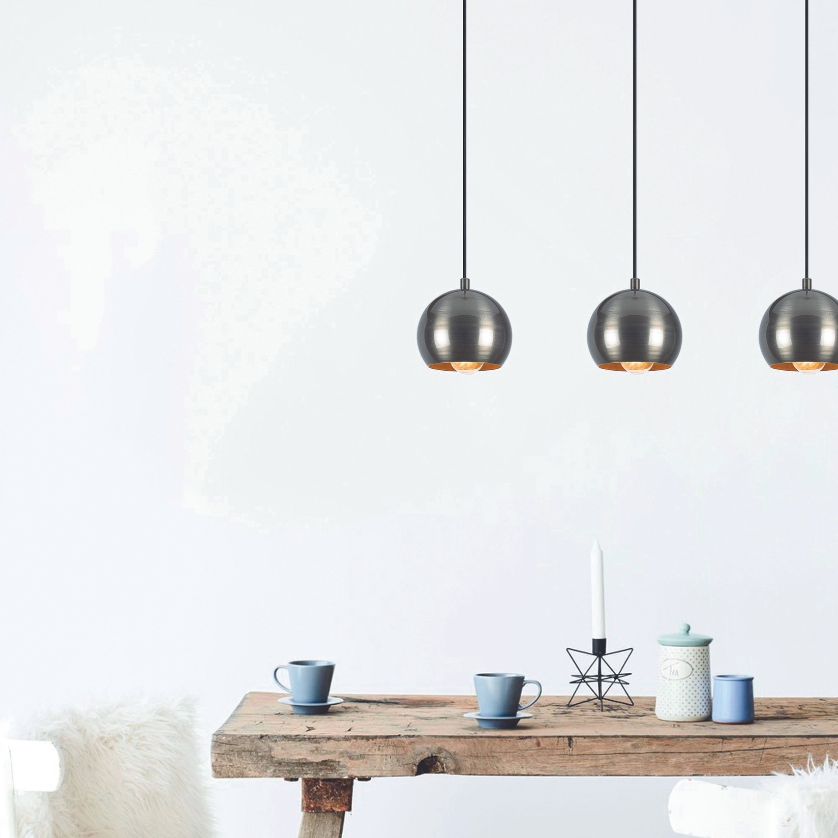 Opviq Luster Berceste-241-S1, 65x15 cm, 3xE27, сребрена