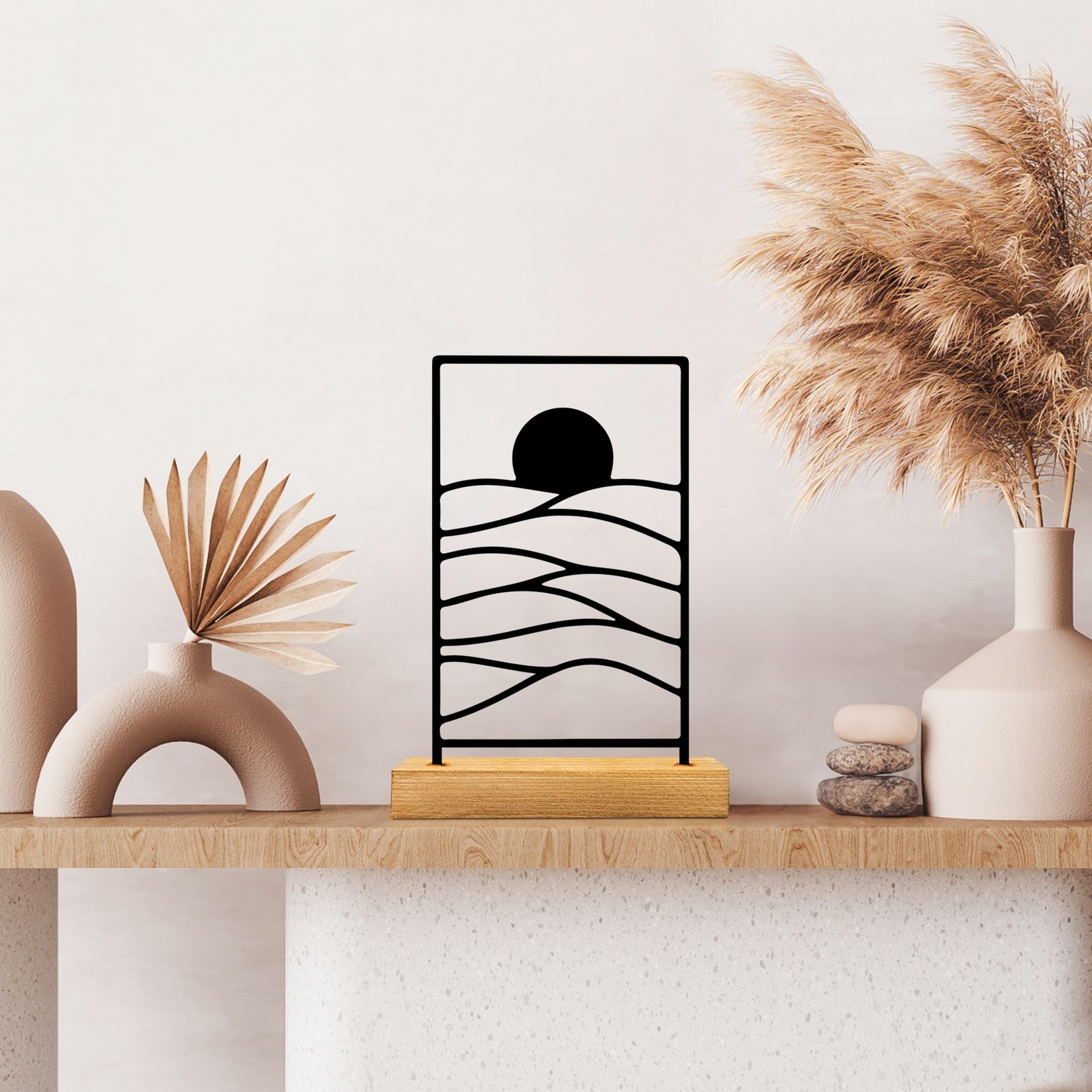 Aberto Design Декоративна фигура Хоризонт, 24x8x17 cm, црна