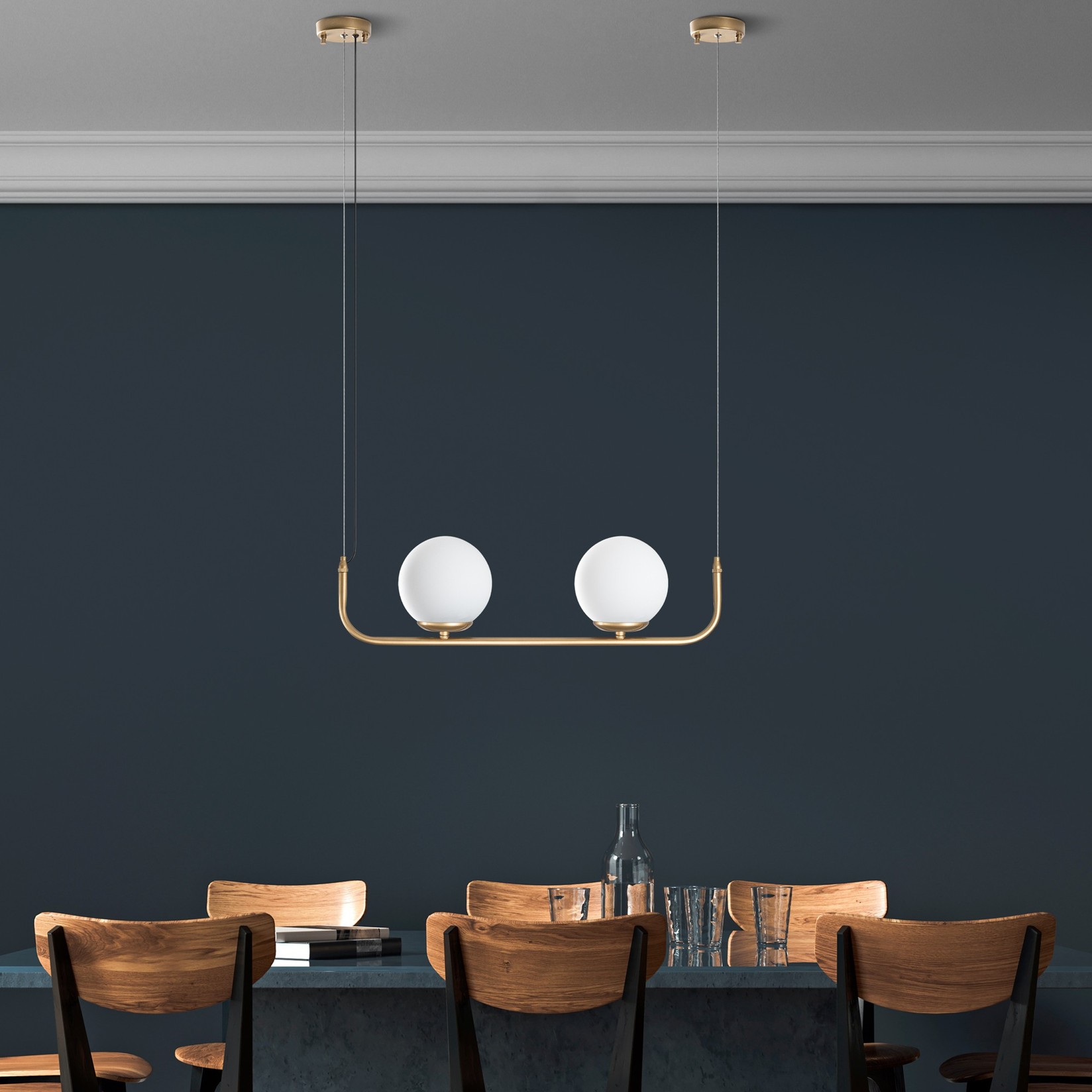 Opviq Luster Faruk-13711, 20-110cm, 2xE14, 90 cm кабел, златни бои