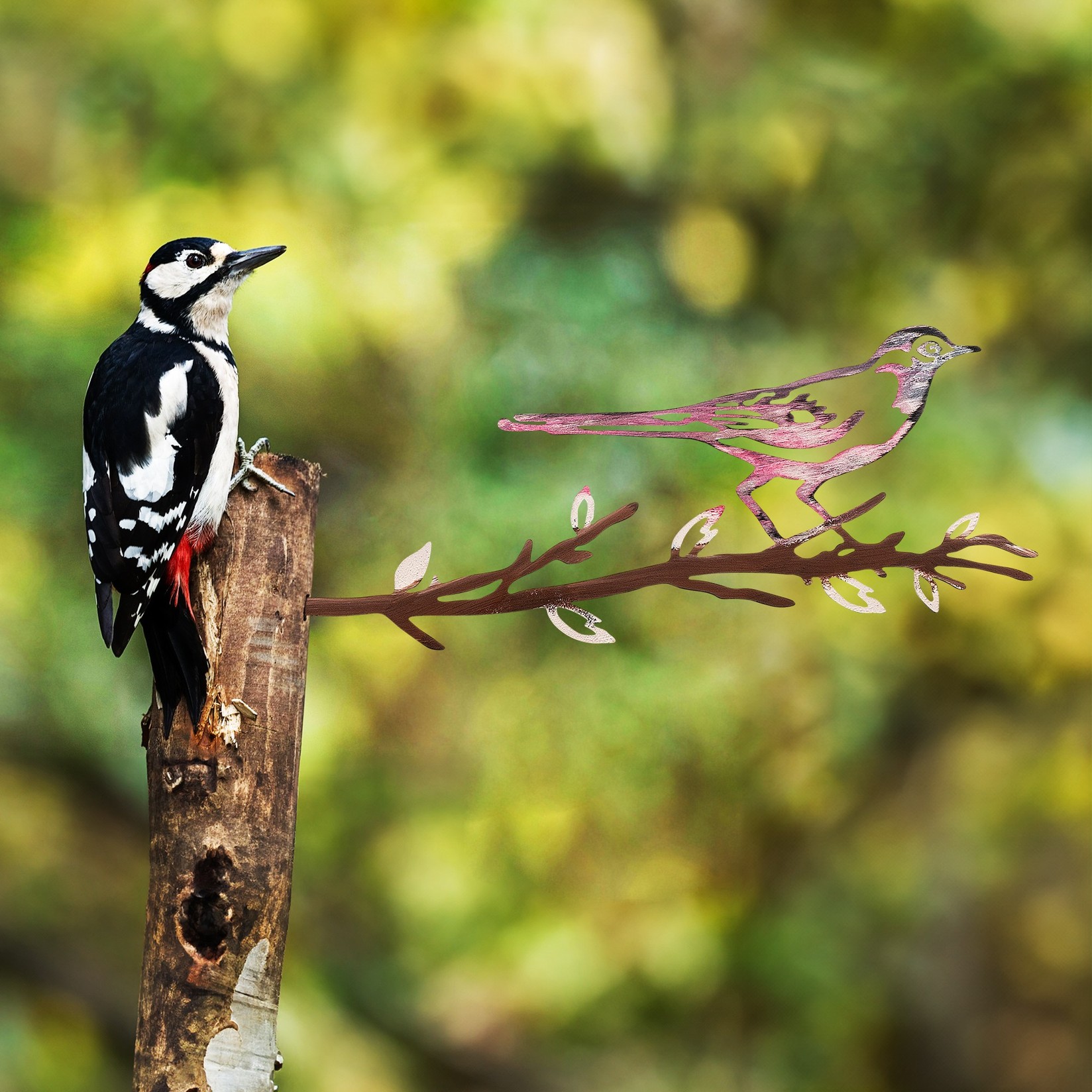 Аберто Дизајн Декоративна фигура Птица на гранка 25, 20x50 см, 1,5 мм, бронзена боја