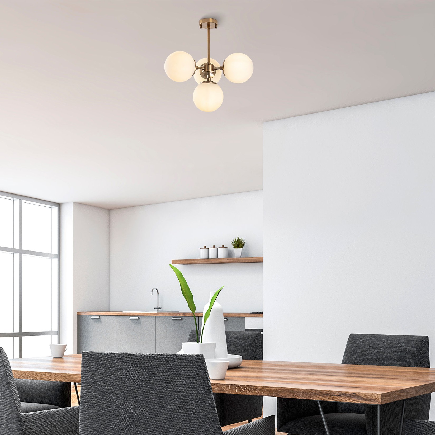 Opviq Luster Akkas-10061, 43x43x47 cm, 4x E14, златни бои