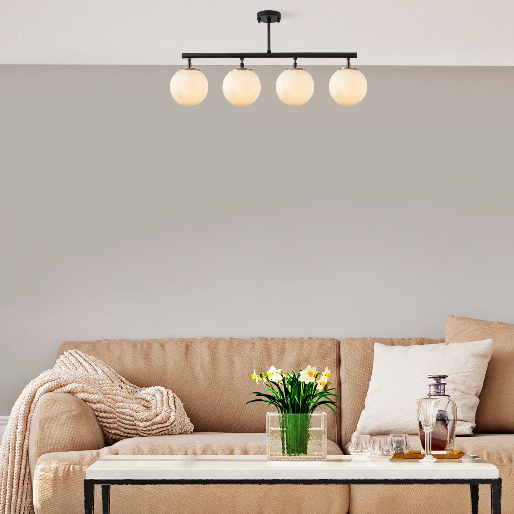 Opviq Luster Fazli-10426, 4xE14, 70x15x35 см, Бела