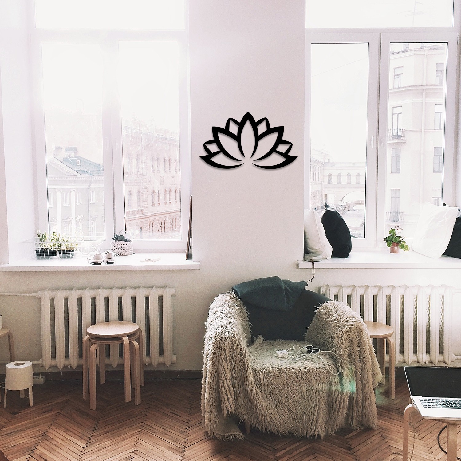 Wallity dzидна декорација Лотосов цвет 2, 60x35 см, 1.2 мм, црна