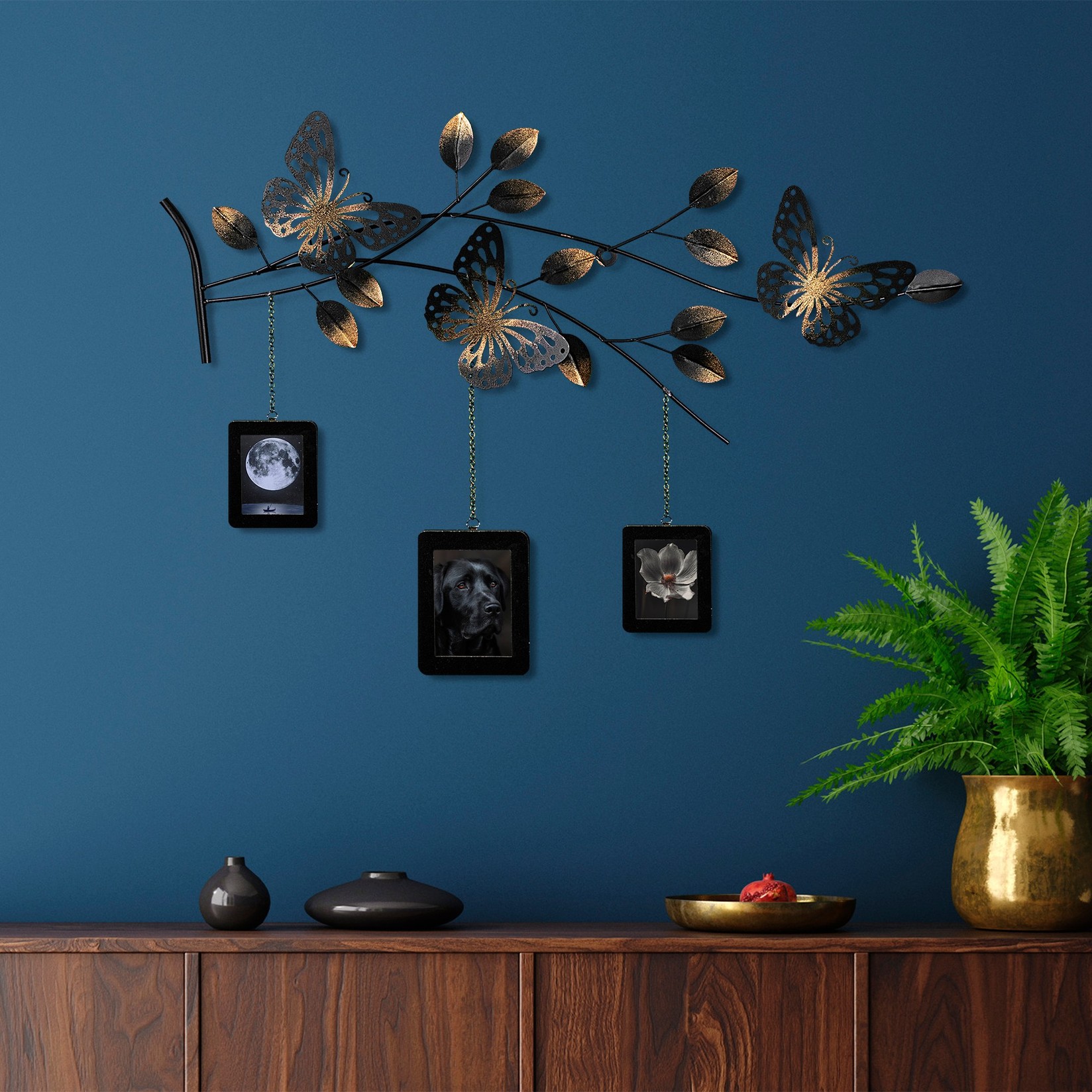 Wallity декорација за dzид Dalvera 2, 93x65x4 см, црна и златна боја