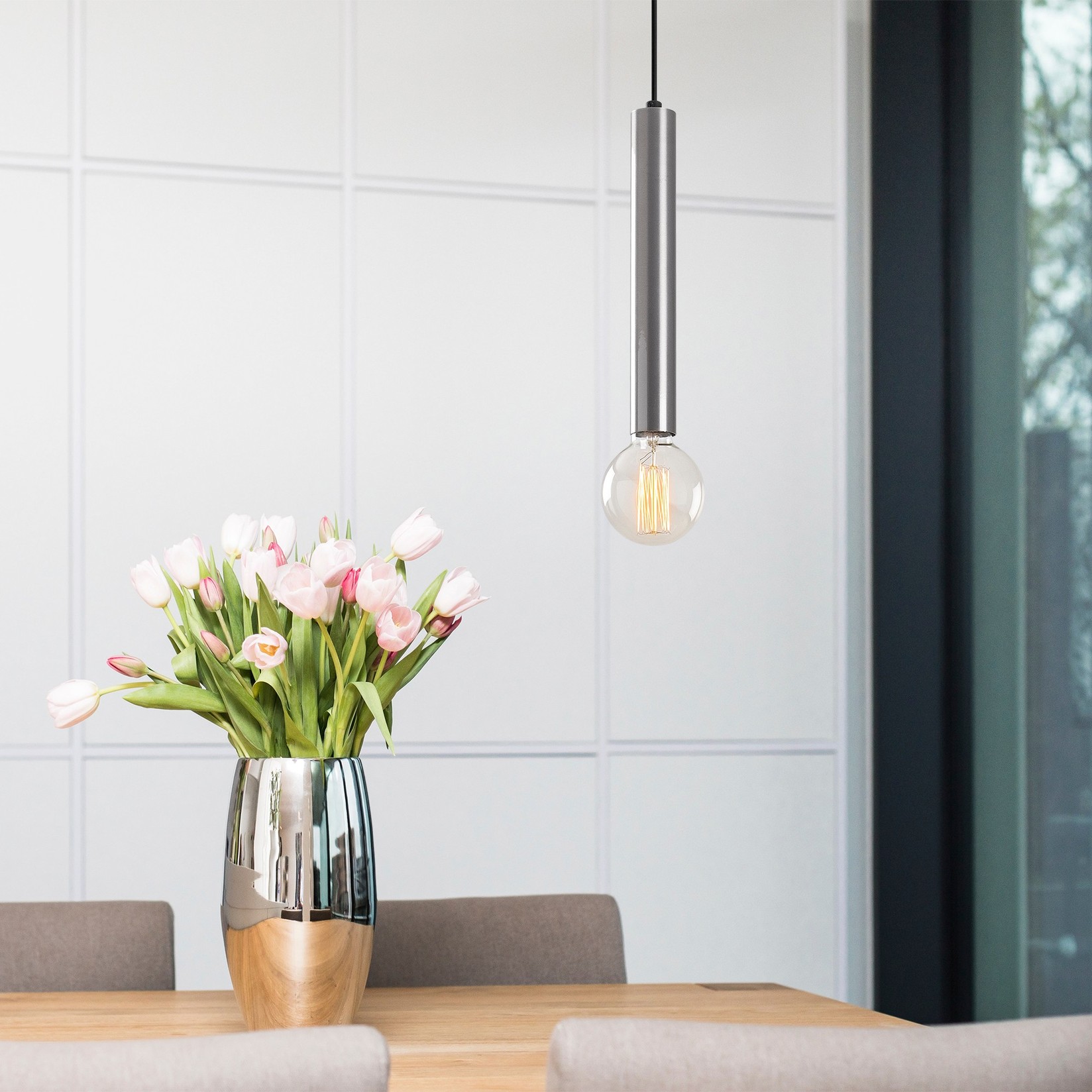 Opviq Luster Tempo-2075, 126 см, E27, IP20, сребрена