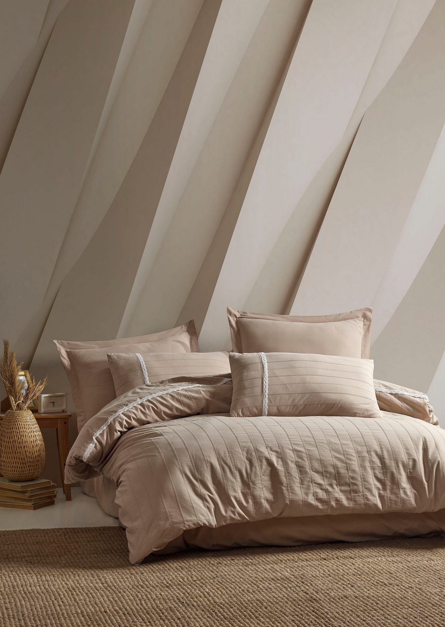 Комплет постелнина L'essentiel Maison Jasmin, 200x220 cm, беж-бело