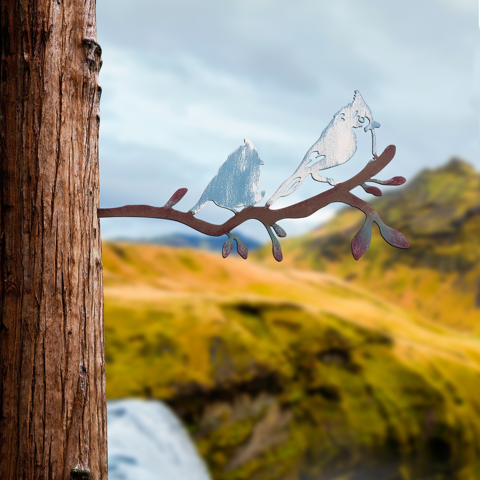 Аберто Дизајн Декоративна фигура Птица на гранка 27, 23x45 см, 1,5 мм, Сина