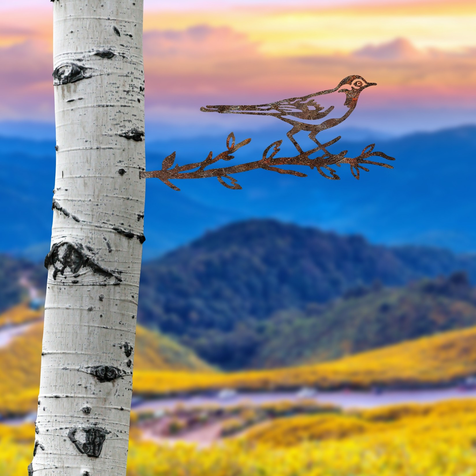 Аберто Дизајн Декоративна фигура Птица на гранка 05, 50x20 см, 1,5 мм