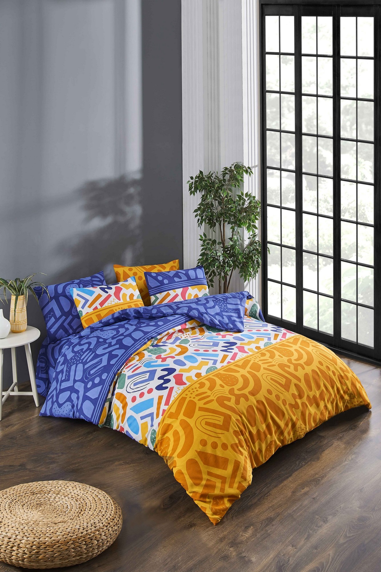 Комплет постелнина L'essentiel Maison со рамна рамка, 200x220 см, шарена