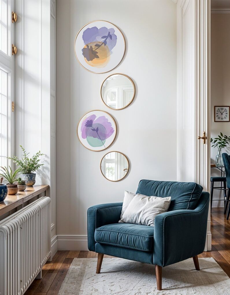 Wallity врамена слика сет кружни огледала-0005, 4 дела