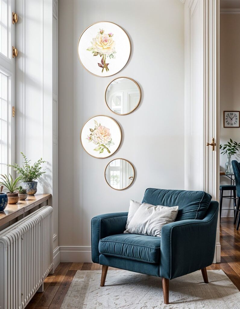 Wallity врамена слика сет кружни огледала-0001, 4 дела