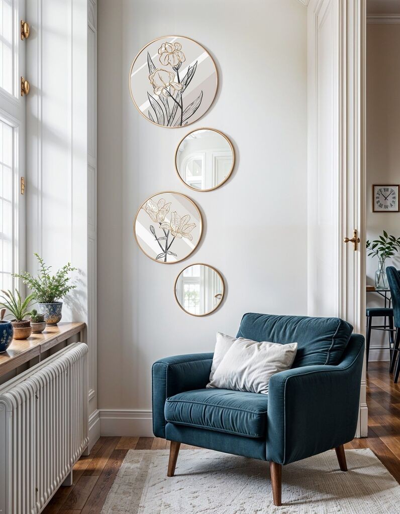 Wallity врамена слика сет кружни огледала-0004, 4 дела