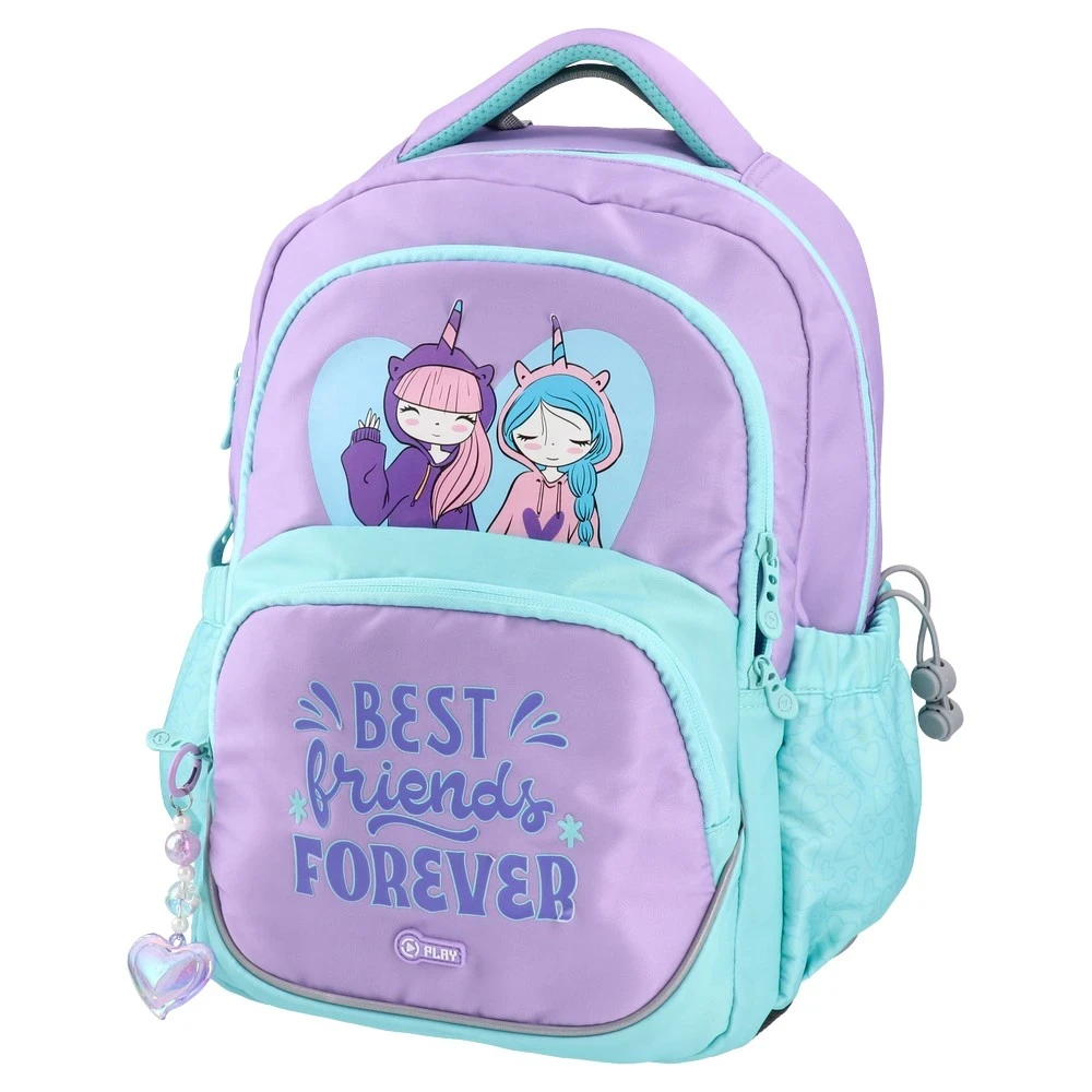PLAY Ранец за девојчиња Магично пријателство Етрон, анатомски, 38 x 30 x 20 см, светло сино-виолетова