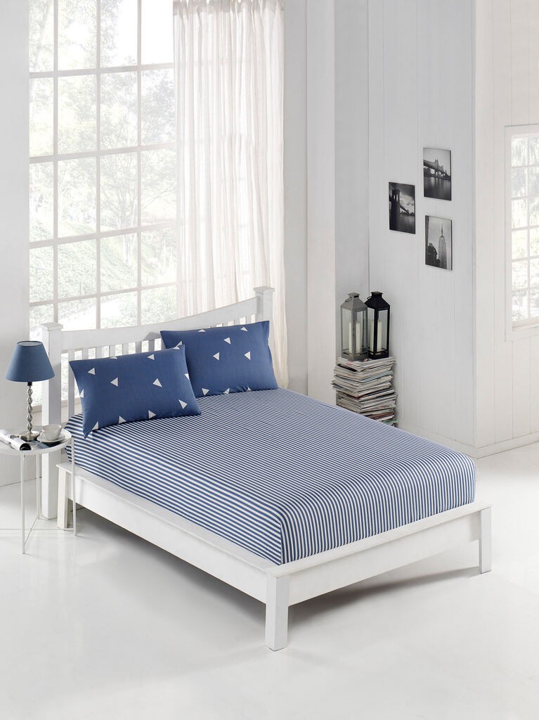 Комплет постелнина L'essentiel Maison Ucgen, 100x220 cm, сина