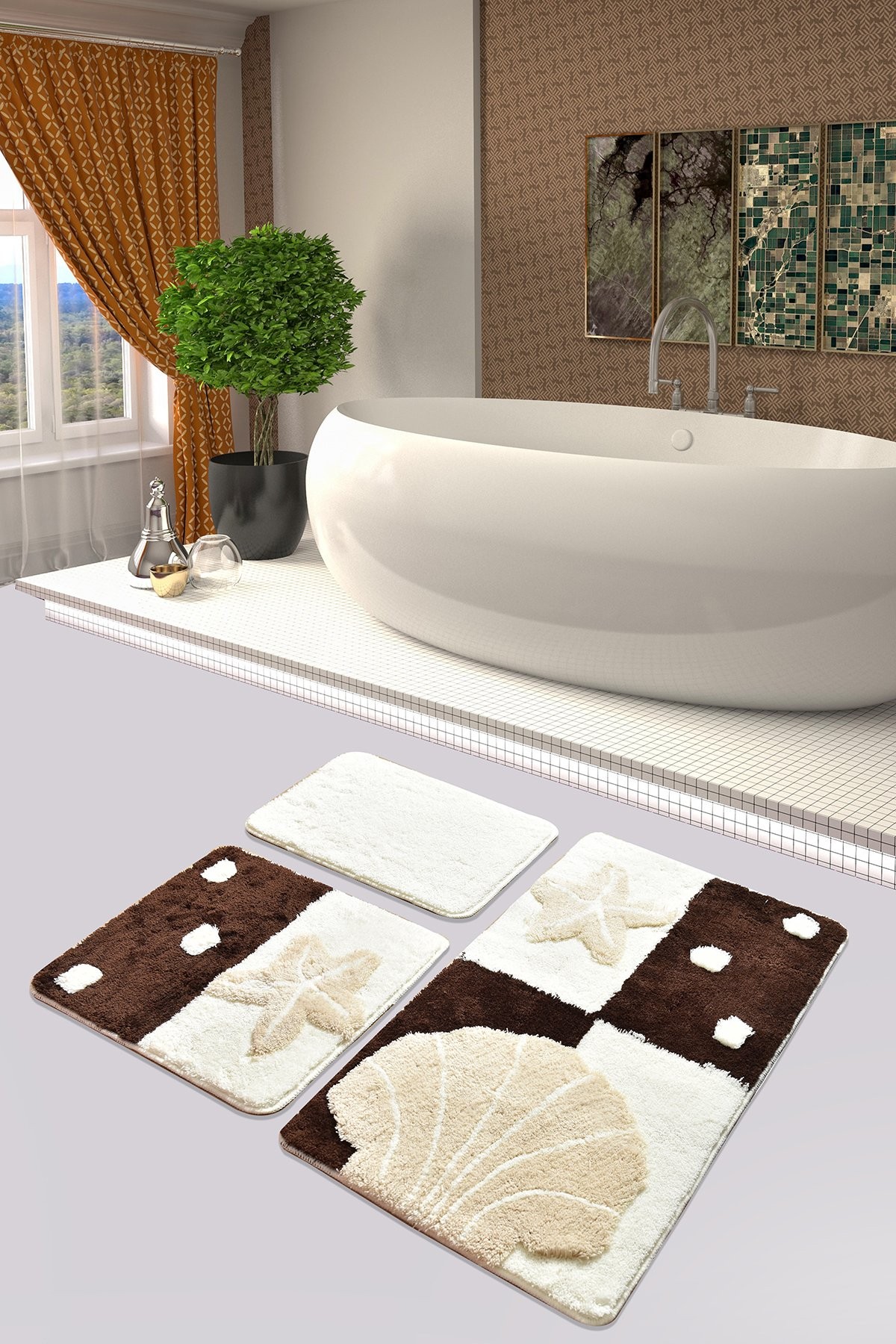 L'essentiel Maison Сет од 3 килими за бања Шарени