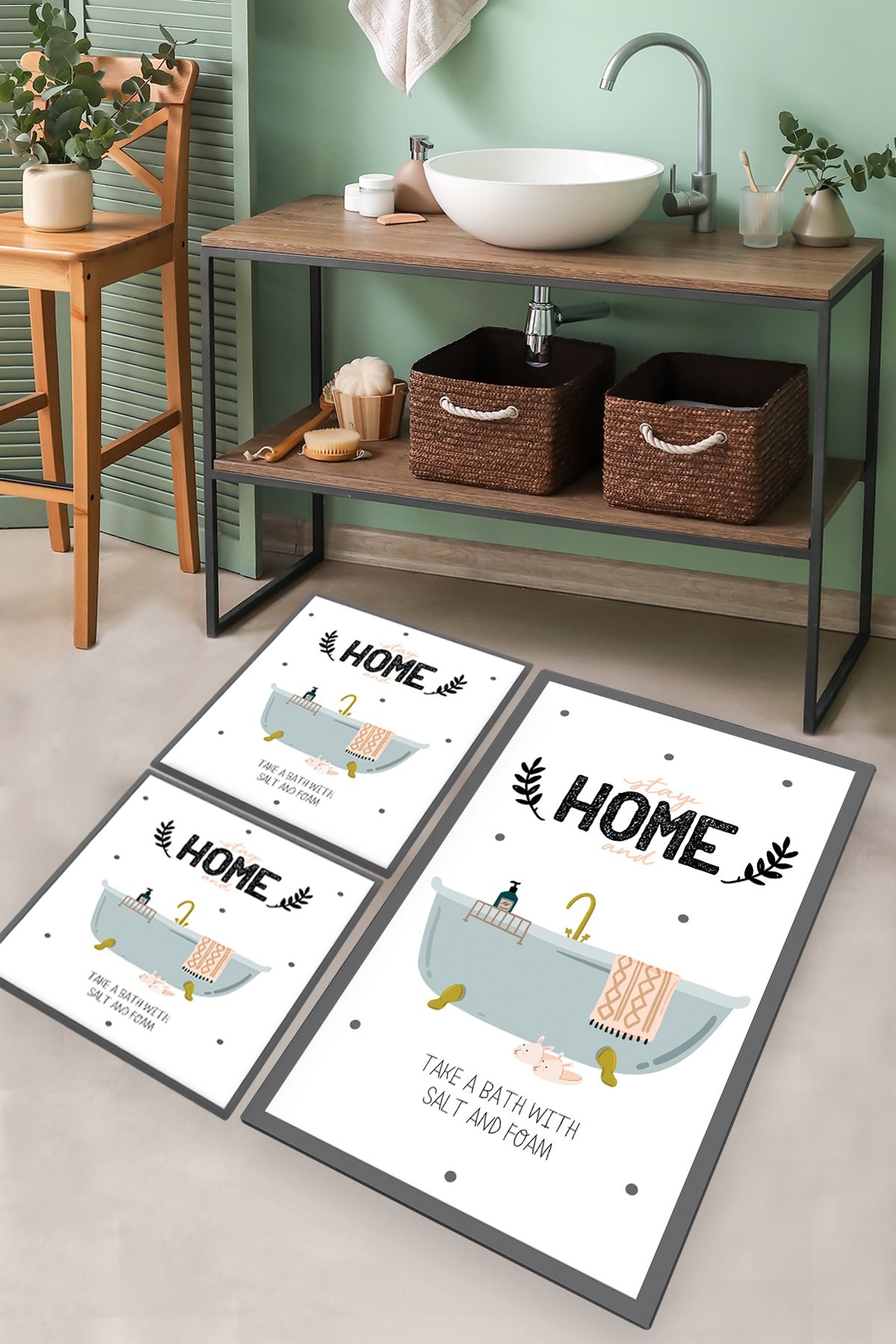 L'essentiel Maison Сет од 3 килими за бања Шарени