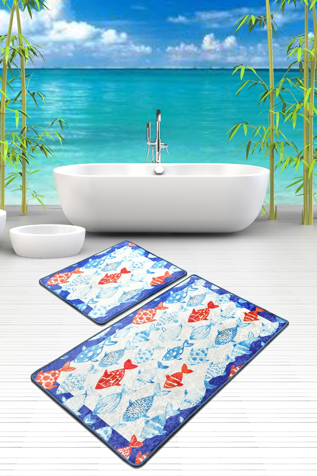 L'essentiel Maison Сет од 2 килими за бања Шарени