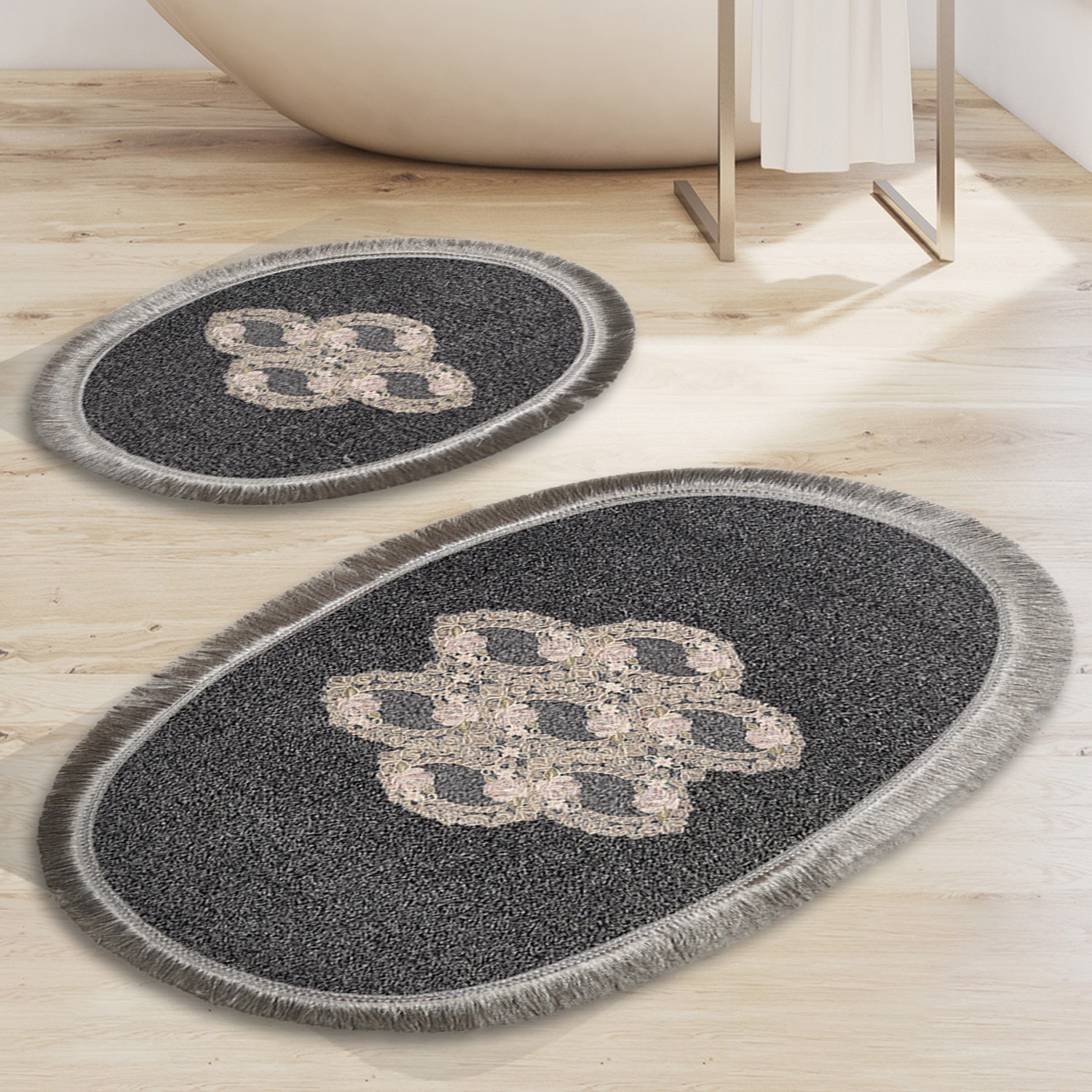 L'essentiel Maison Сет од 2 килими за бања Антрацит