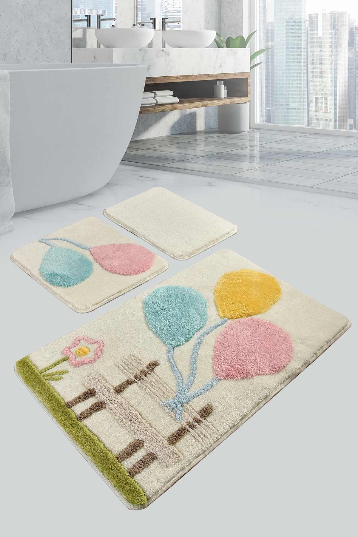 L'essentiel Maison Сет од 3 килими за бања Шарени