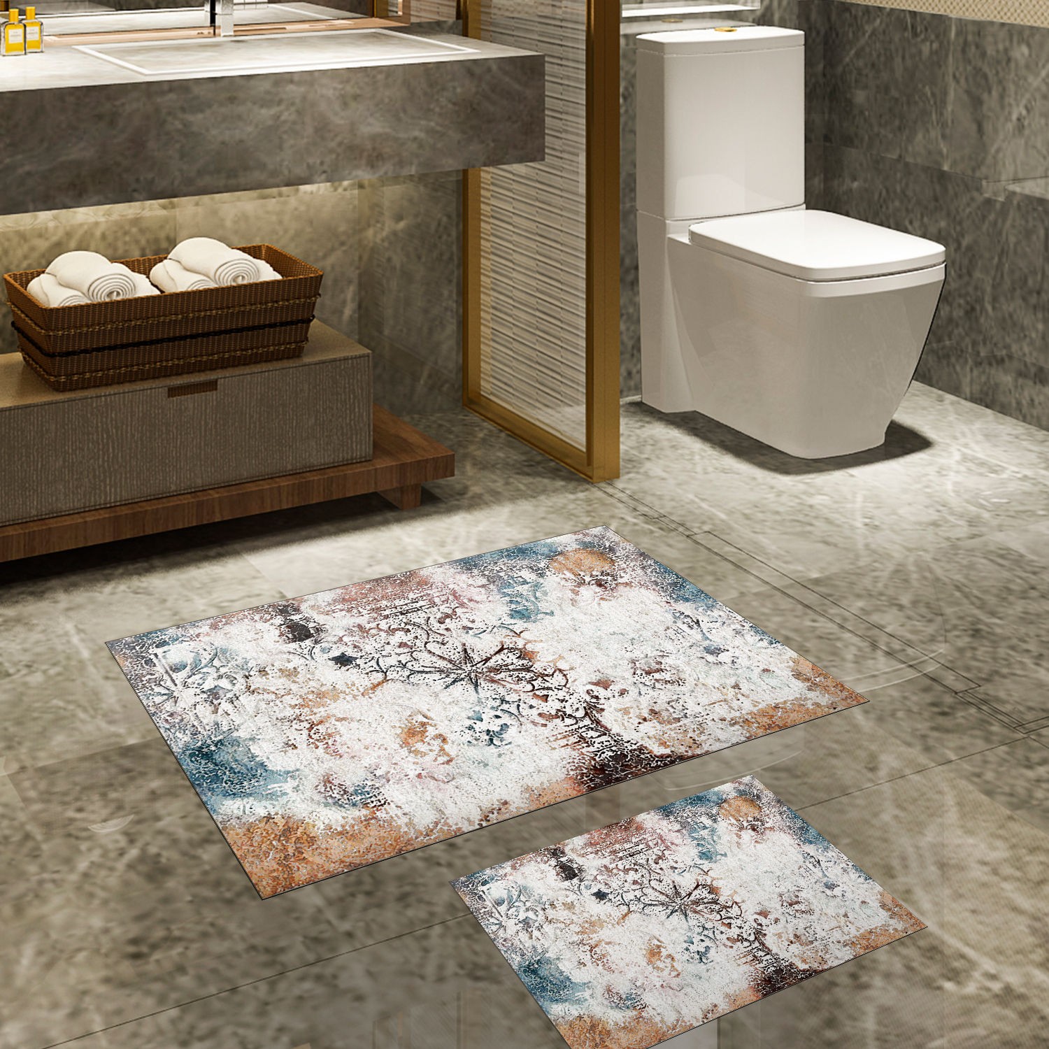 L'essentiel Maison Сет од 2 килими за бања Шарени