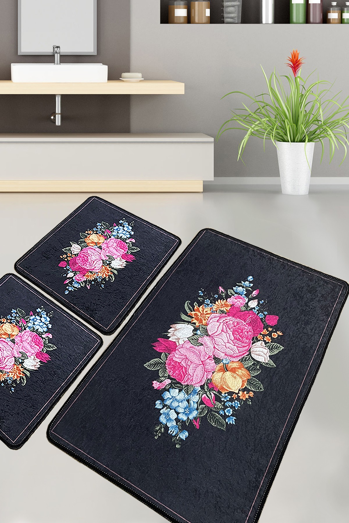 L'essentiel Maison Сет од 3 килими за бања Шарени