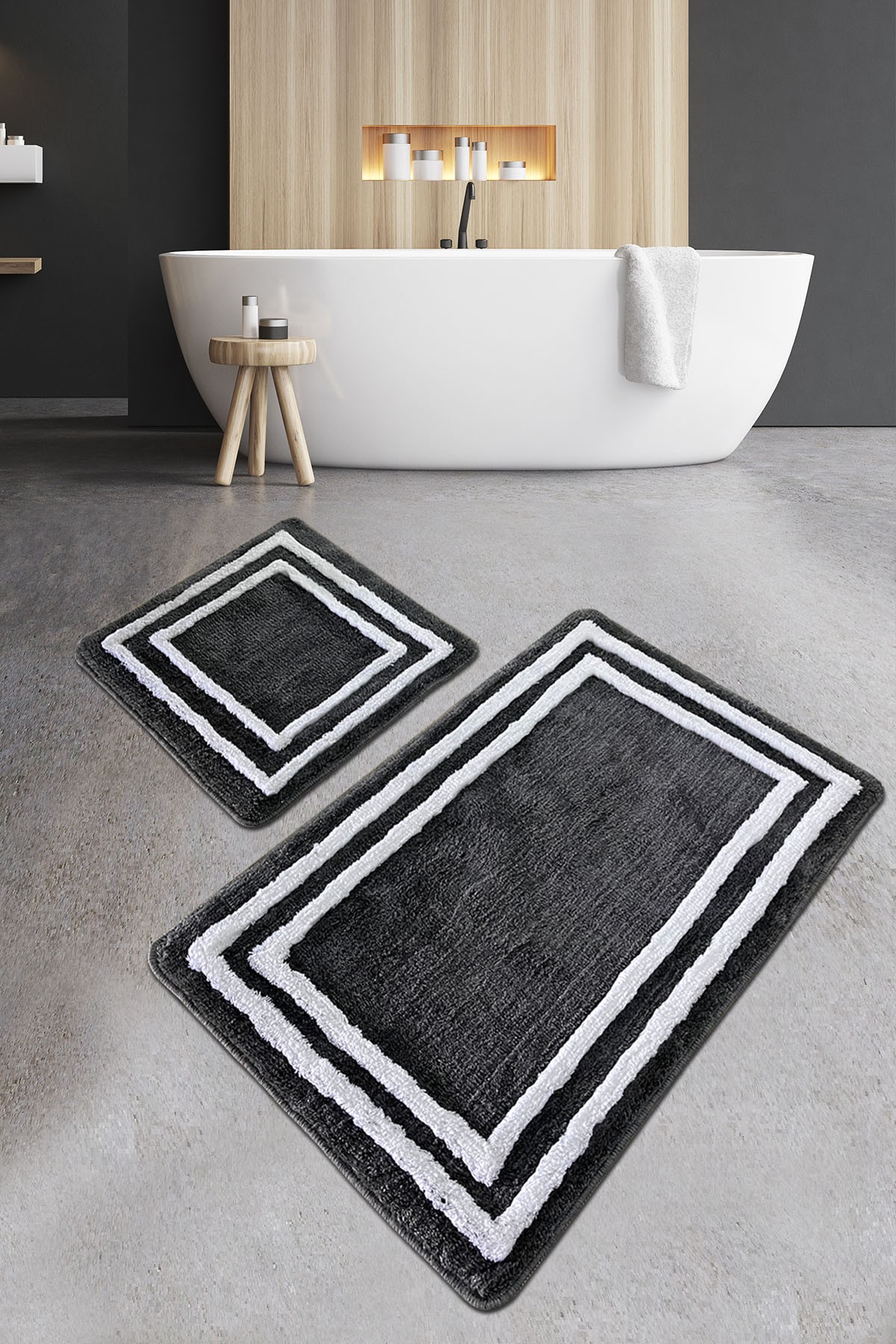 L'essentiel Maison Сет од 2 килими за бања Антрацит