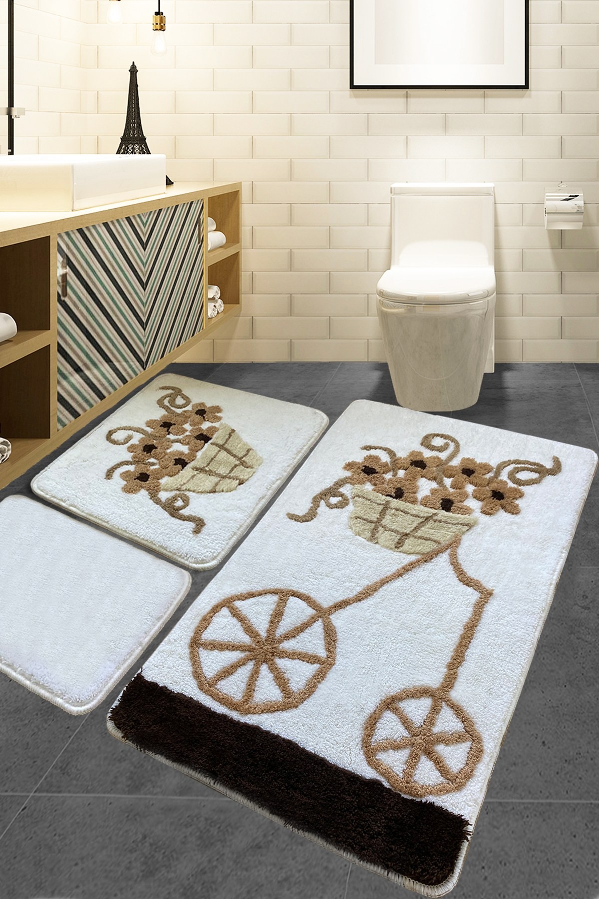 L'essentiel Maison Сет од 3 килими за бања Шарени