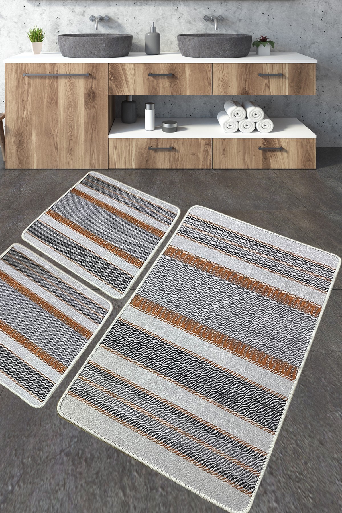 L'essentiel Maison Сет од 3 килими за бања Шарени