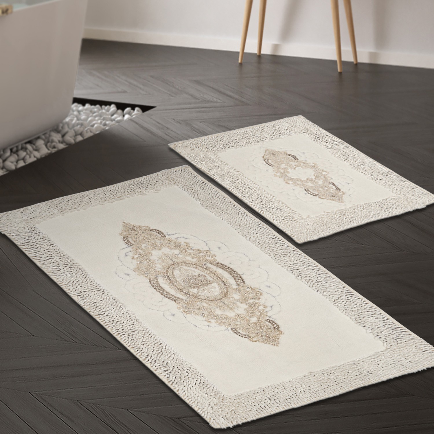 Комплет од 2 теписи за бања L'essentiel Maison, крем боја