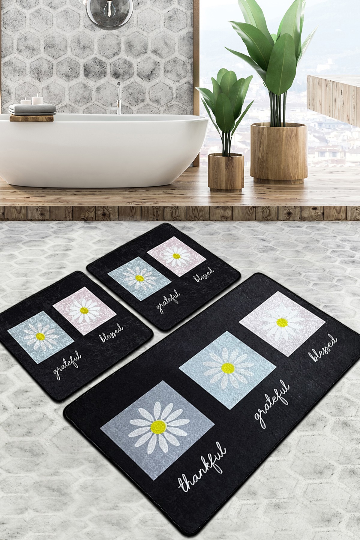 L'essentiel Maison Сет од 3 килими за бања Шарени