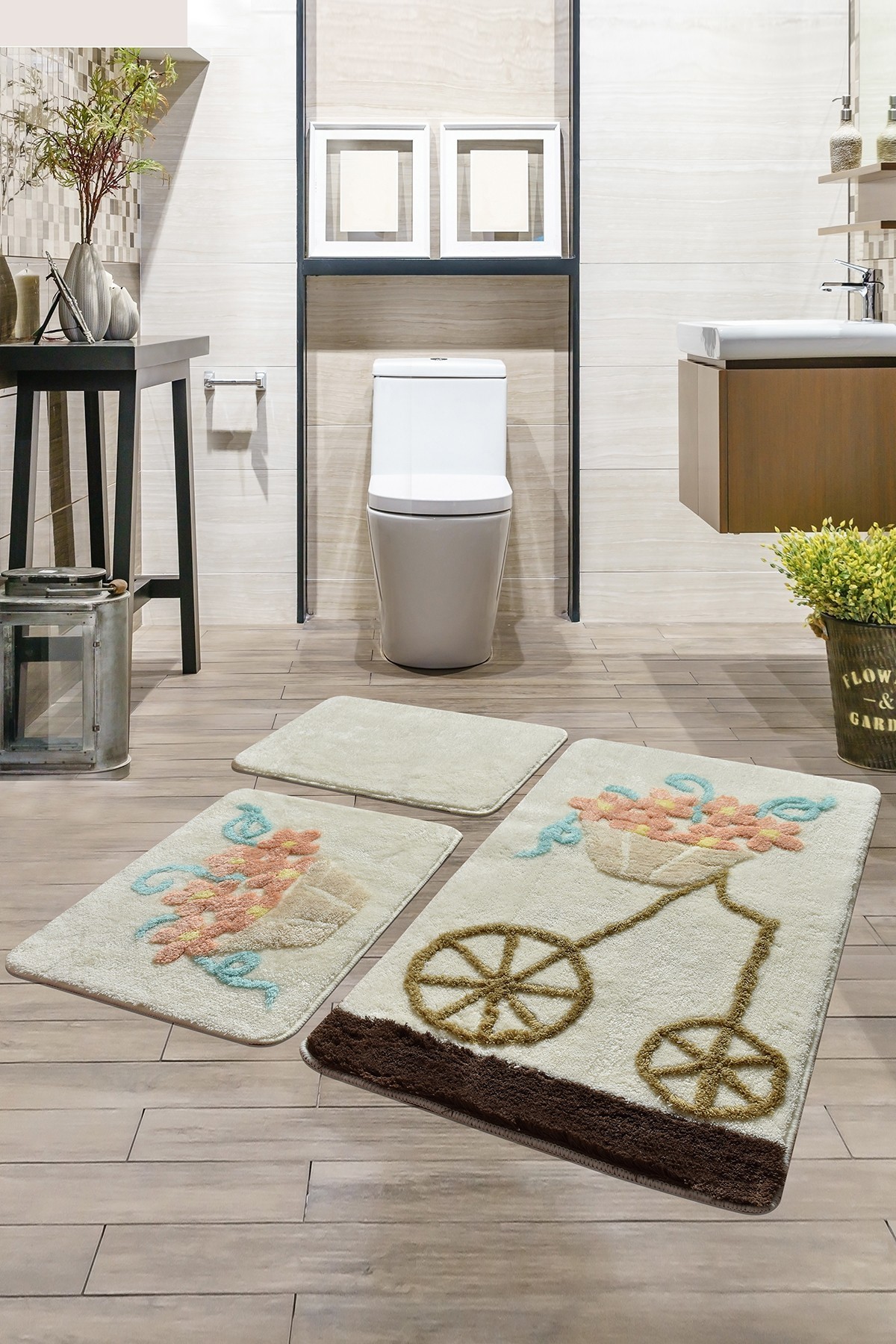 L'essentiel Maison Сет од 3 килими за бања Шарени