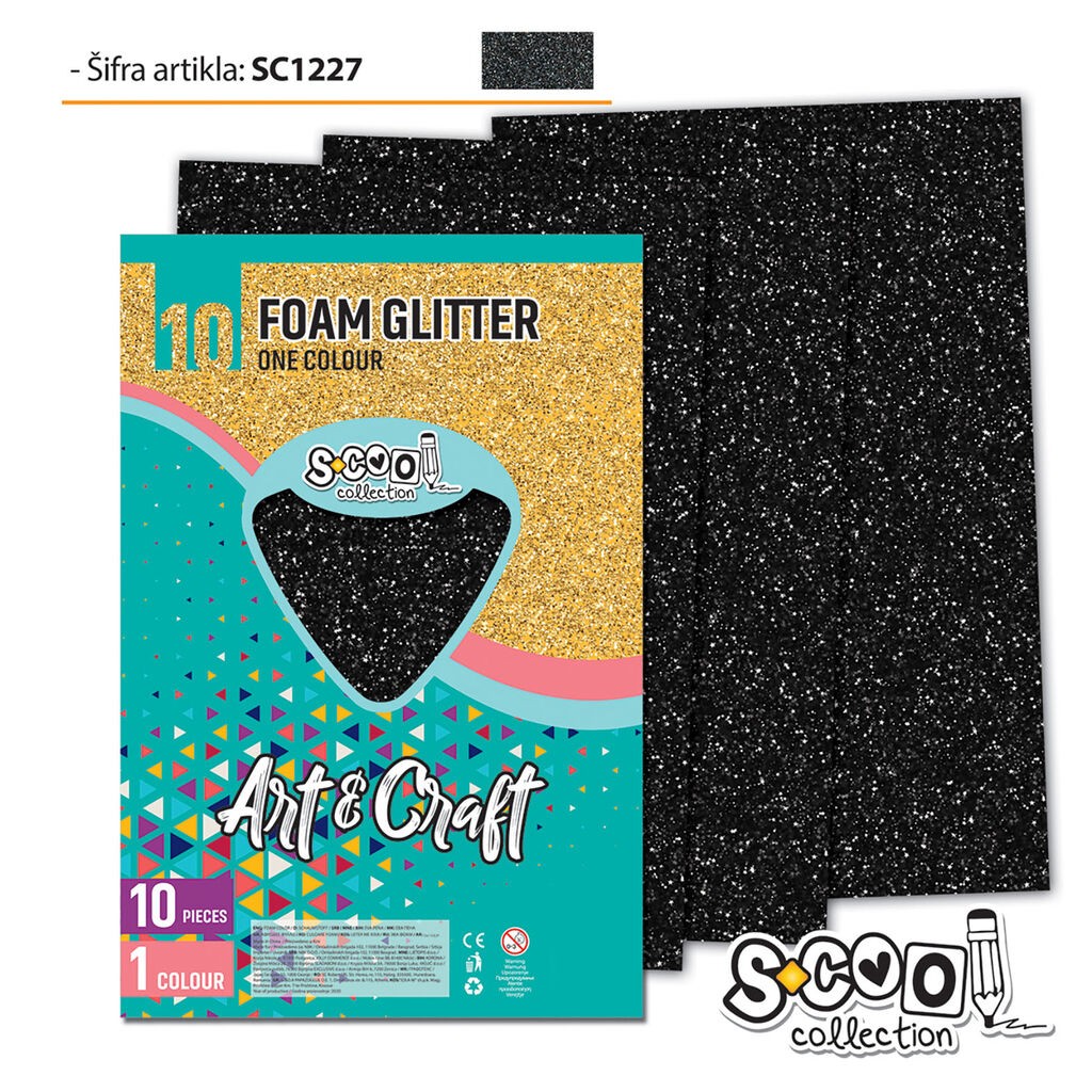 Scool Ева Пена A4 Црна со Светки, 10 Листа