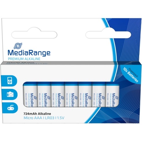 MEDIA RANGE Батерија, Алкална, ААА, 1.5V, Сет 1/10, LR03, MRBAT102