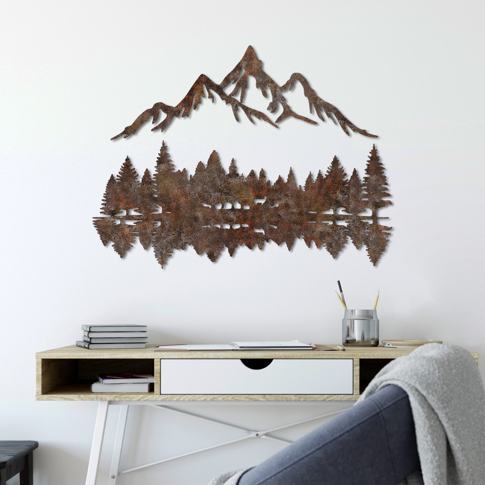 Wallity декорација за dzид „Рѓосан пејзаж 2", 51x70 см, кафеава