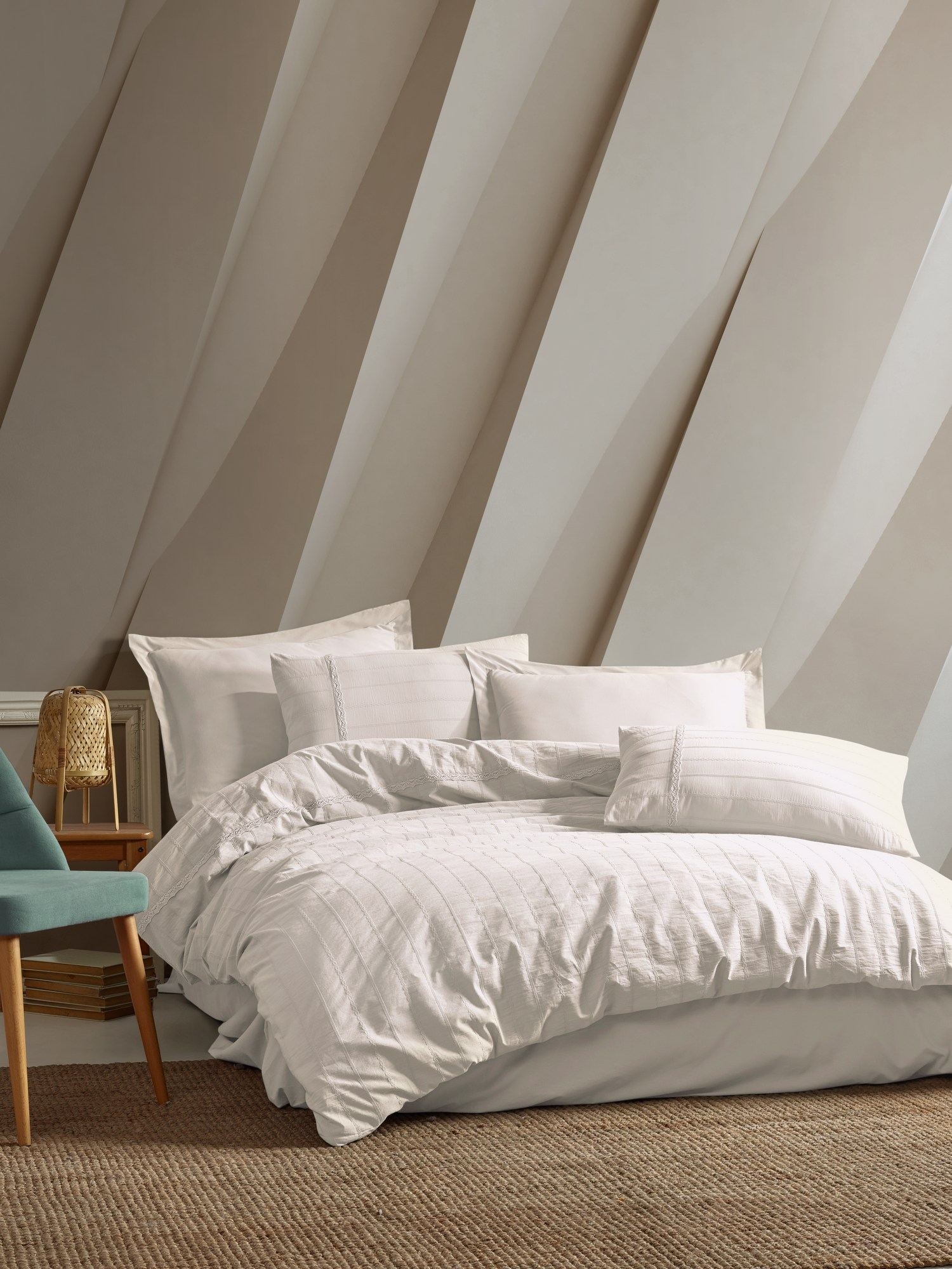 Комплет постелнина L'essentiel Maison Jasmin, 200x220 cm, беж-бело