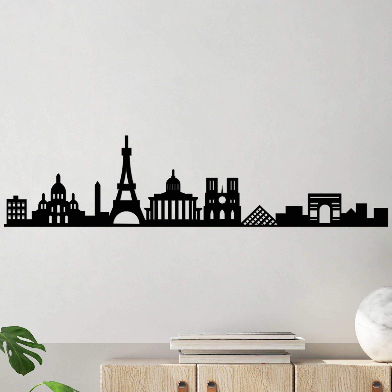 Wallity декорација за dzид Paris Skyline, 120x29 см, 1,5 мм, црна