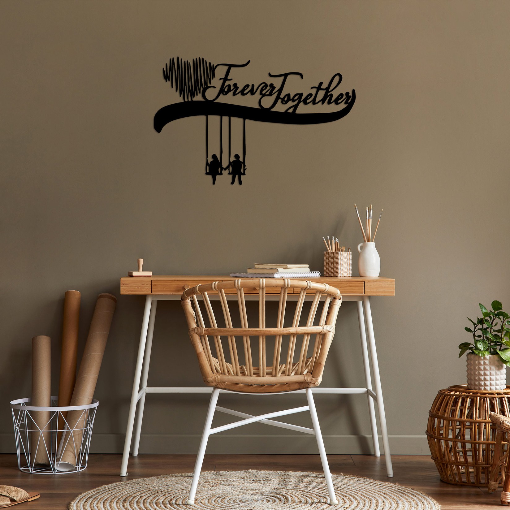 Wallity dzидна декорација Засекогаш заедно, 69x44 см, 1,5 мм, црна