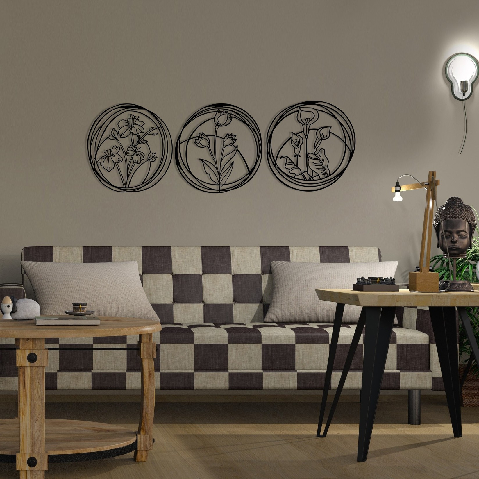 Wallity dzидна декорација Цвеќиња 5, 146x49 см, 1.2 мм, црна