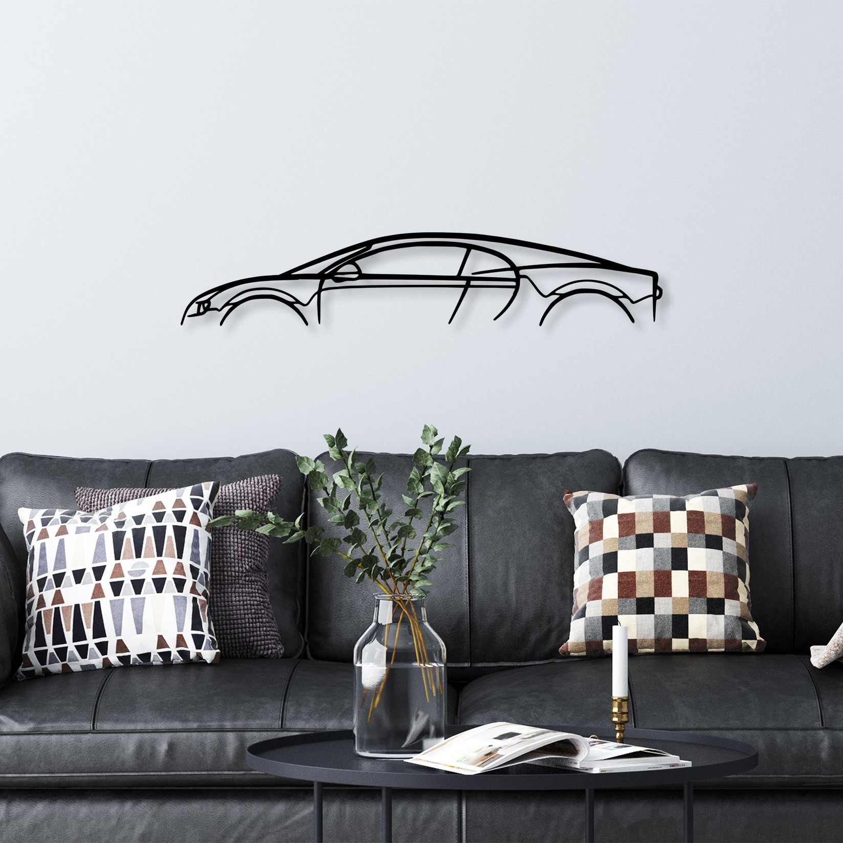 Wallity декорација за dzид Bugatti Veyron Silhouette, 70x13 см, 1,5 мм, црна