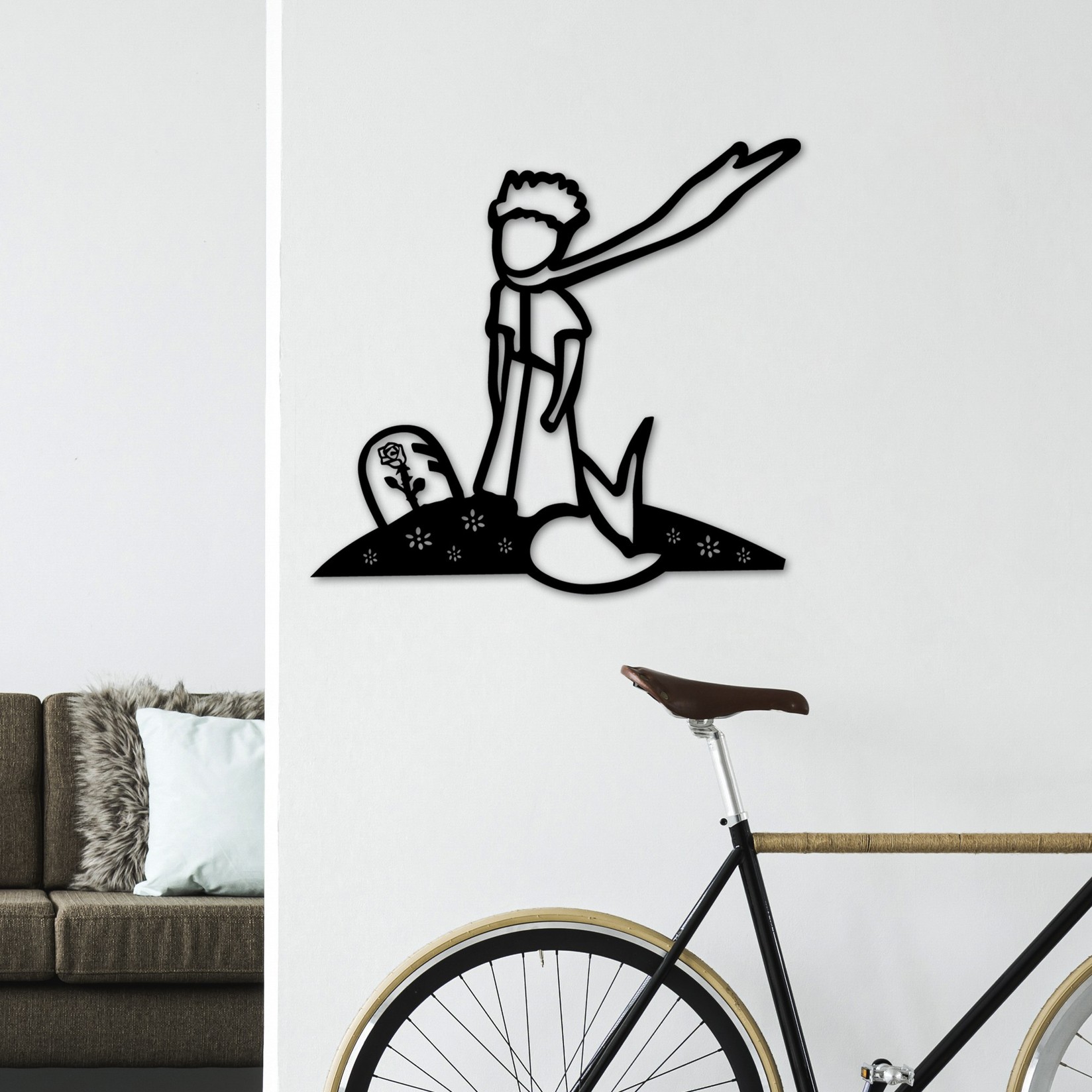 Wallity dzидна декорација Малиот принц 3, 58x54 см, 1,5 мм, црна