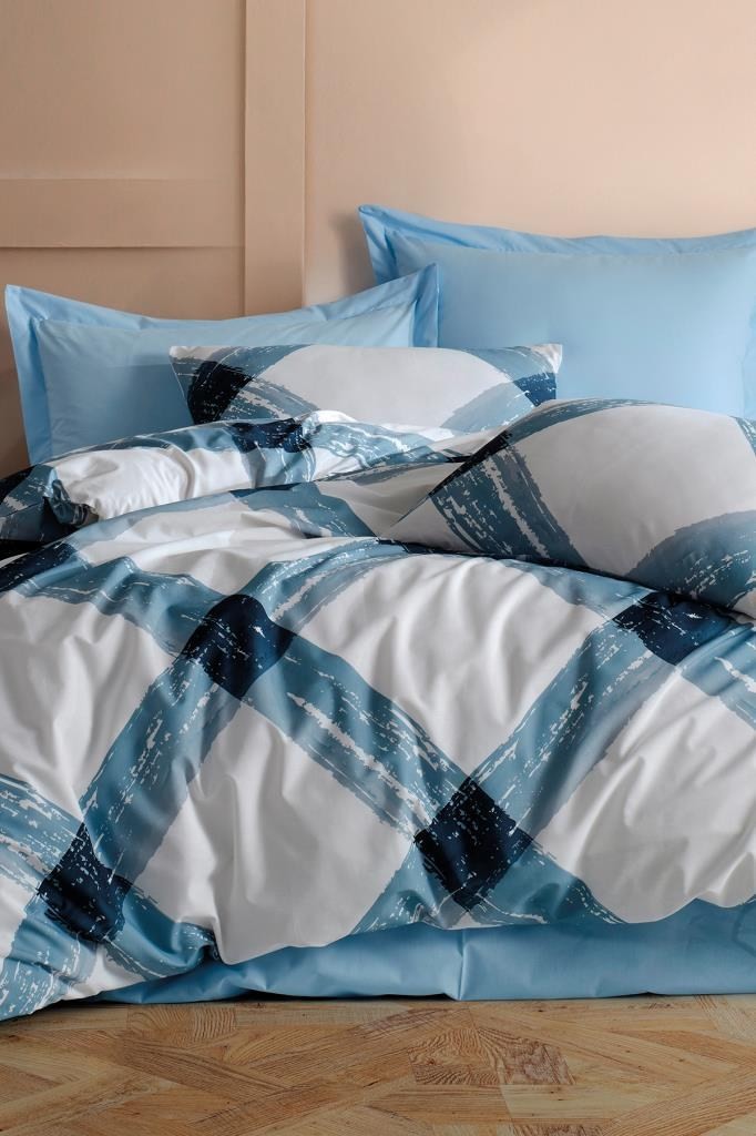 Комплет постелнина L'essentiel Maison Andri, 195x220 cm, бело-сина