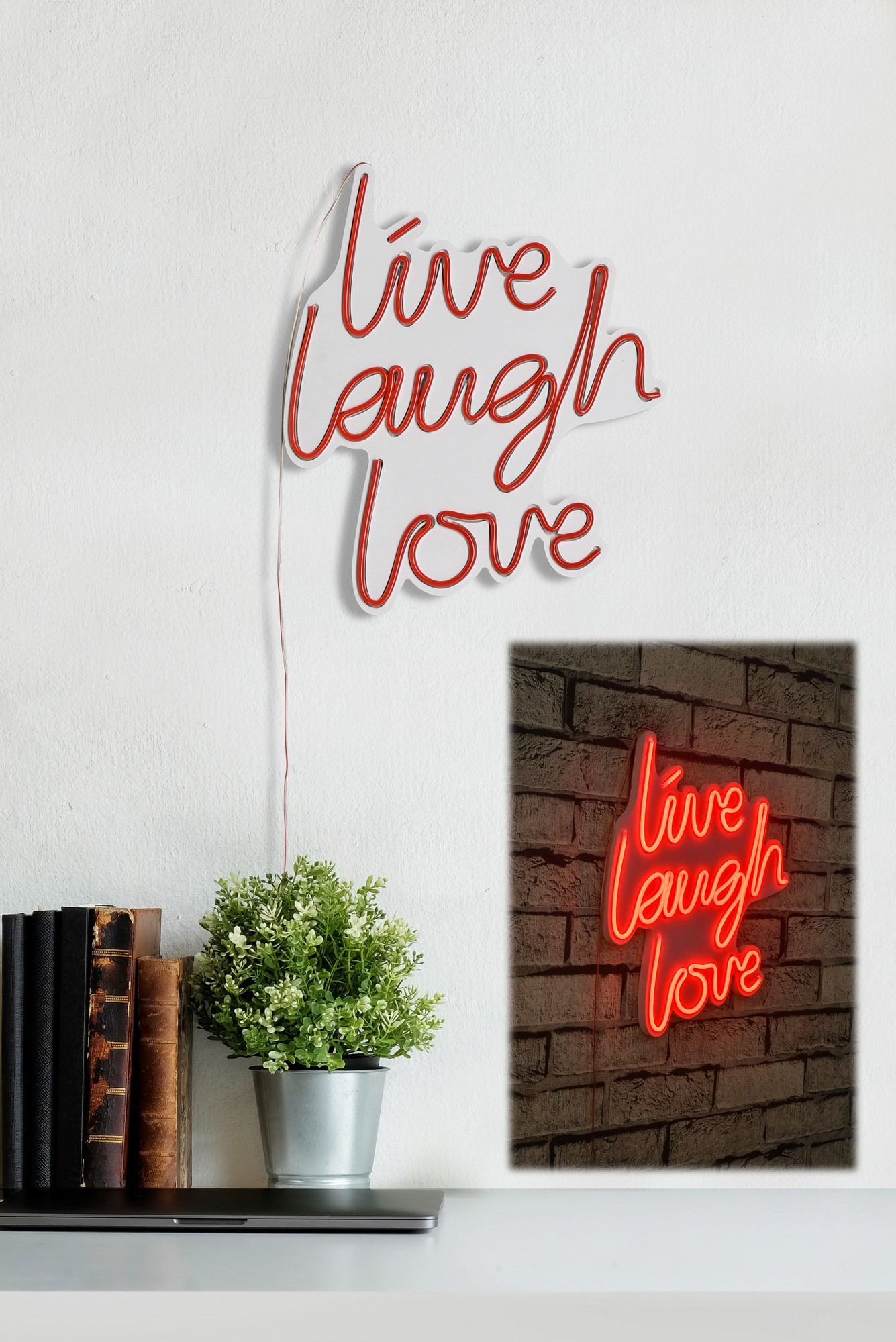 Wallity Wall LED декорација Live Laugh Love, IP67, 375 cm, 12V, 470 lm, црвена