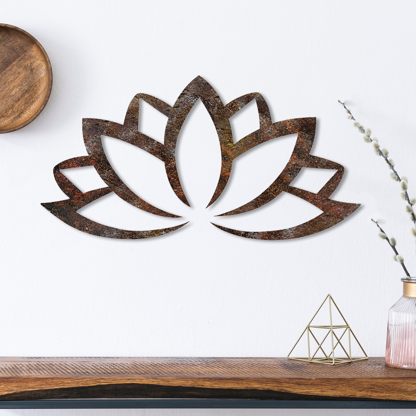 Wallity декорација за dzид „Рѓосан лотос", 35x60 см, кафеава