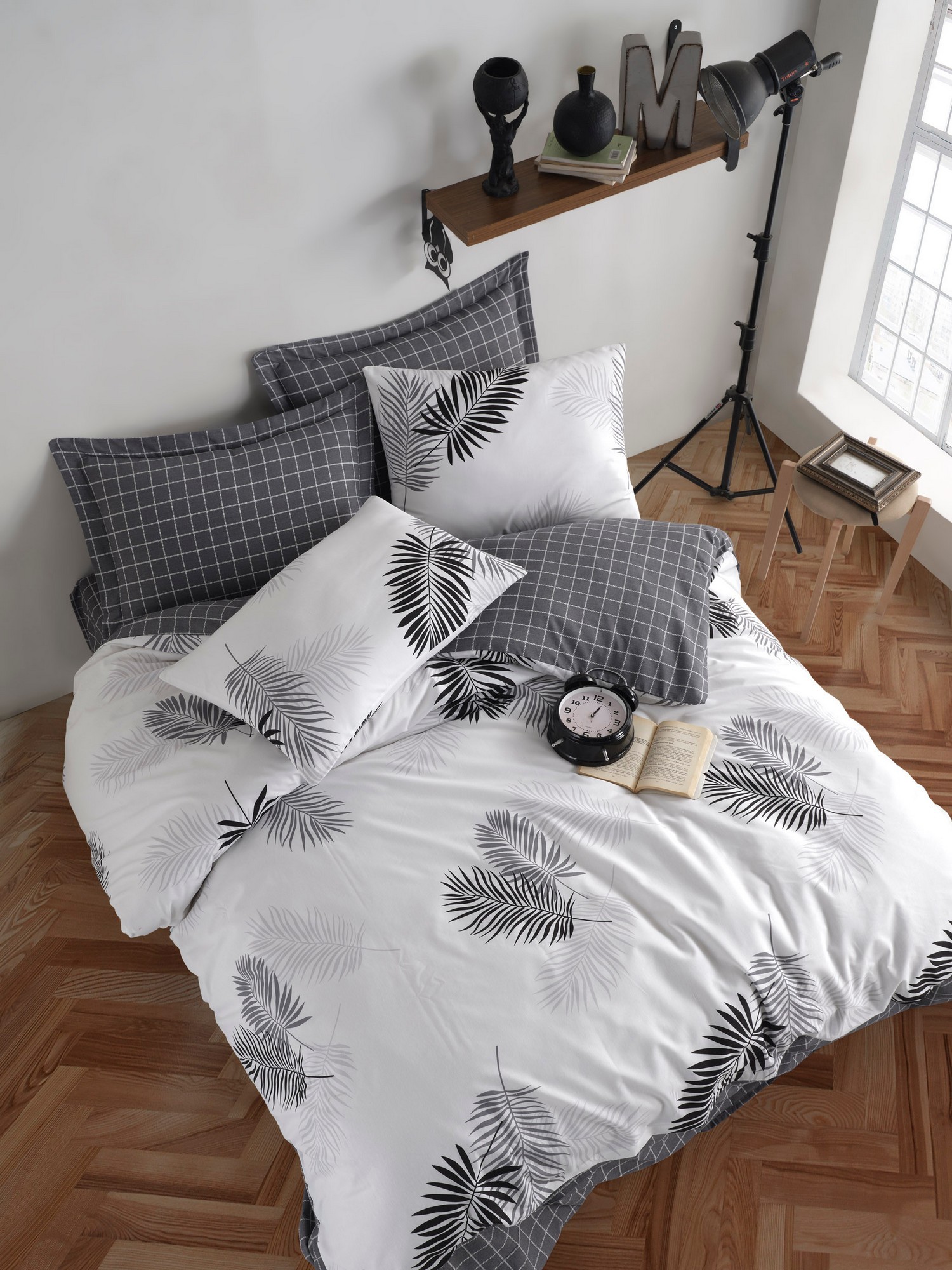 Комплет постелнина L'essentiel Maison Pipong, 200x220 см, 220x240 см, бело-сива