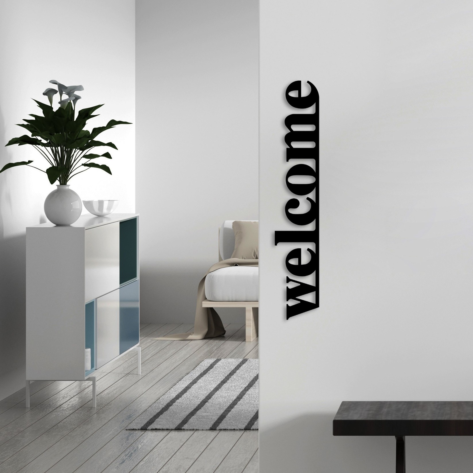Wallity декорација за dzид Welcome, 70x13 см, 1,5 мм, црна