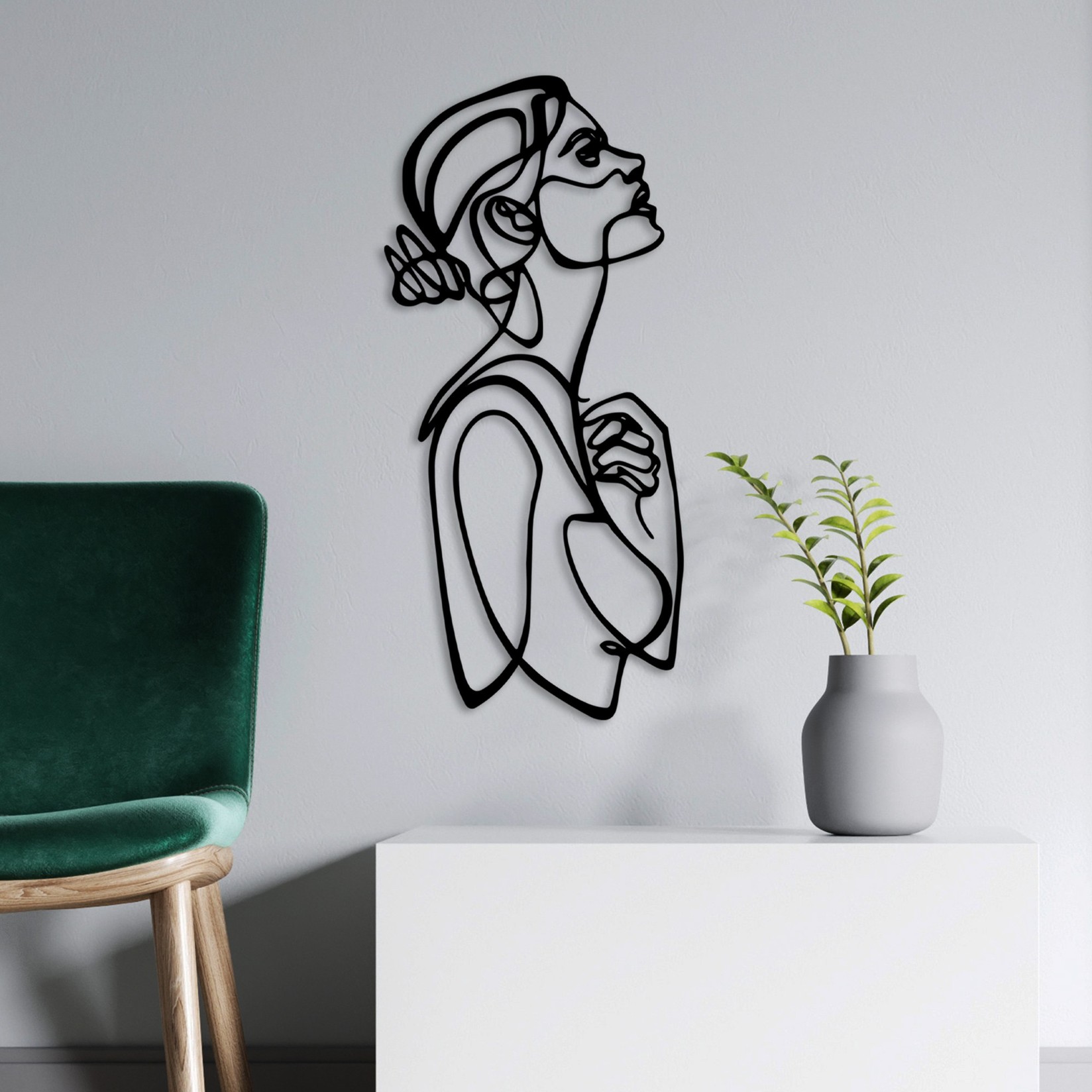 Wallity dzидна декорација Портрет v2, 70x32 см, 1,5 мм, црна