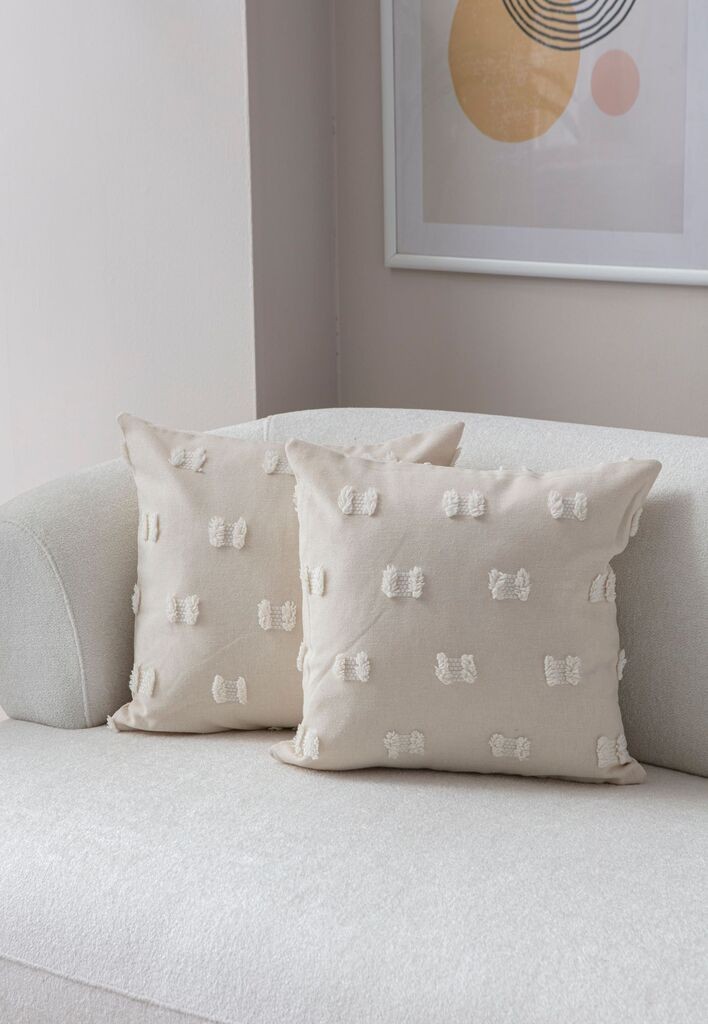 Комплет декоративни навлаки за перници Aberto Design, 43x43 см, 2 парчиња, крем боја