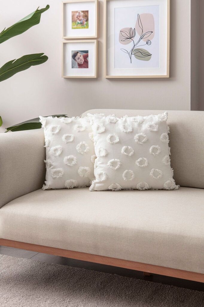 Комплет декоративни навлаки за перници Aberto Design 2025, 43x43 см, 2 парчиња, бели