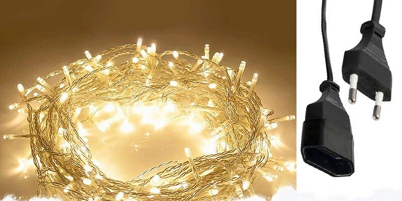 Alfa Electric Новогодишни ЛЕД сијалички, топло бела, зелен кабел 10м