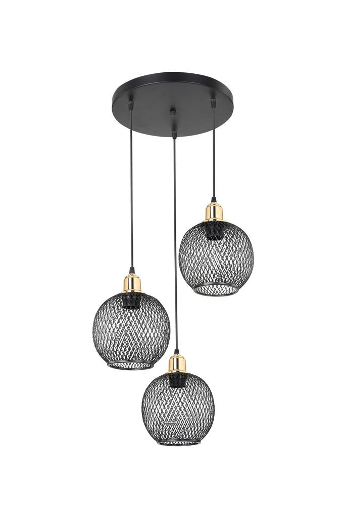 Alfa Electric Висечки лустер со 3 топки Е27 црн-мрежа